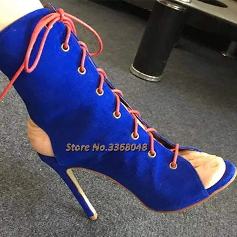 Harga Stiletto Sepatu Bot Ikat Hak Tinggi Gaun Bot Musim Panas Berenda Suede Produsen Gambar Asli Wanita Potongan Sepatu Roma Hak Tinggi