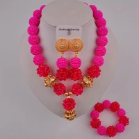 fuchsia pink costume necklace african set fzz104