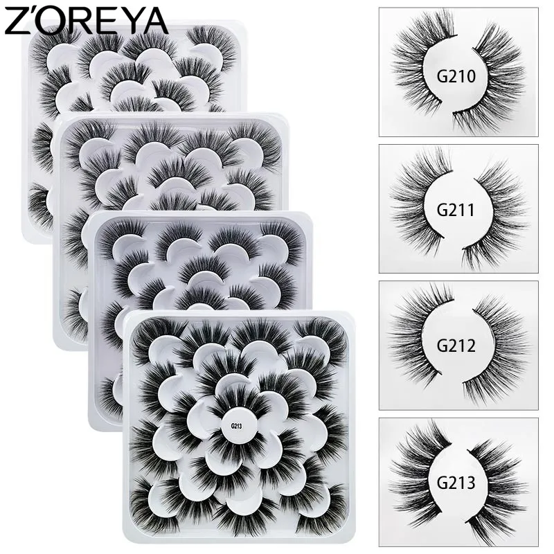 Норковые ресницы ZOREYA 3D 10 пар 25 мм толщиной искусственные для объема как
