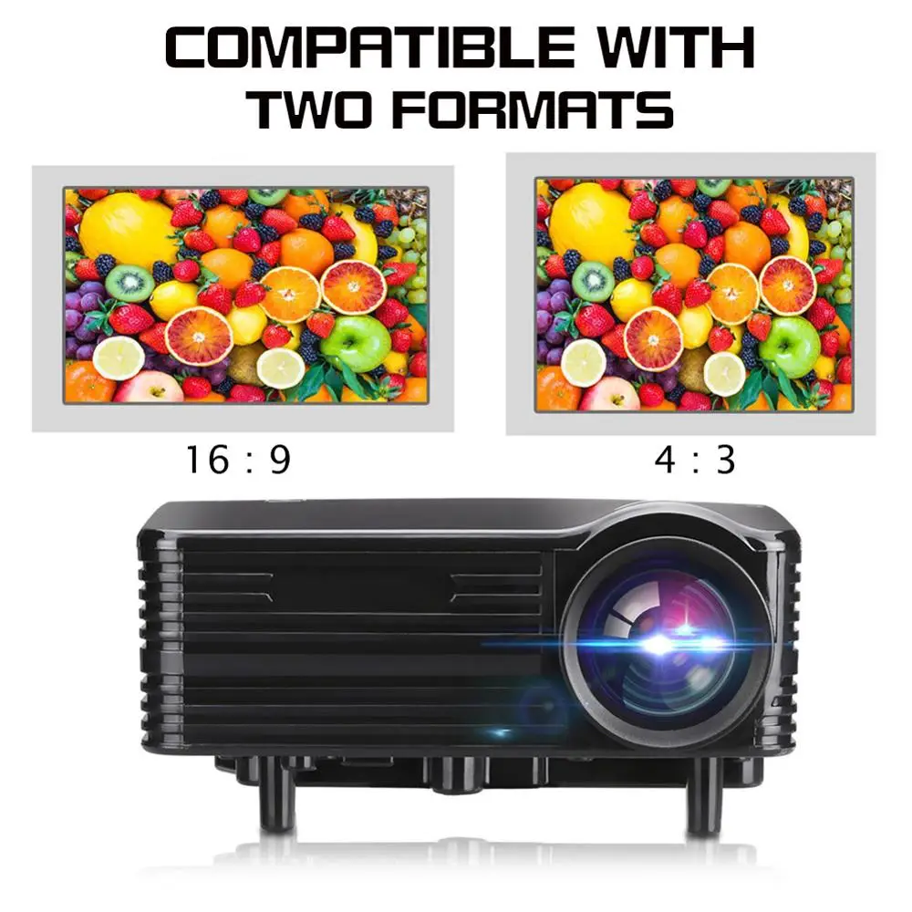 

LED Mini 1080P Projector 12V 24W USB Audio Portable Projector Home Media Video Outdoor player Theater Cinema Multimedia