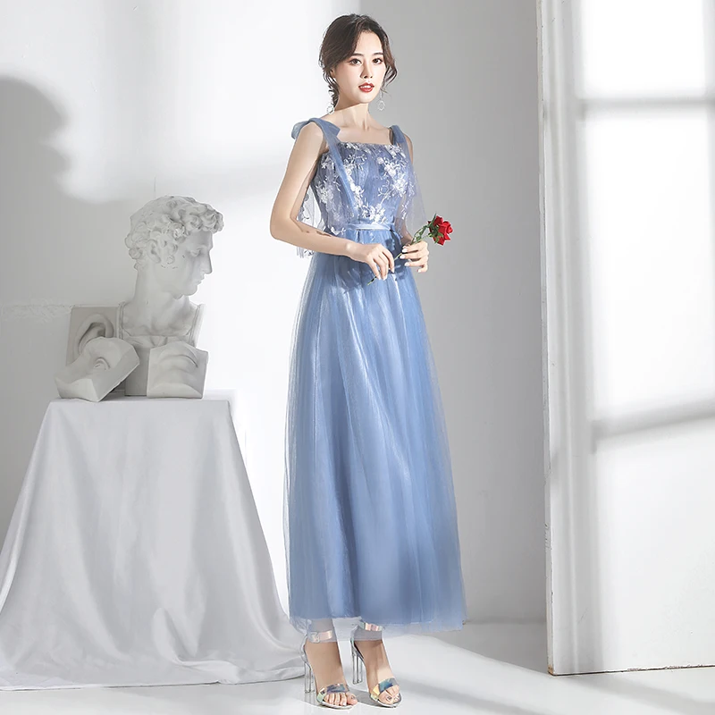 Платье подружки невесты серое синее элегантное платье для женщин свадебной