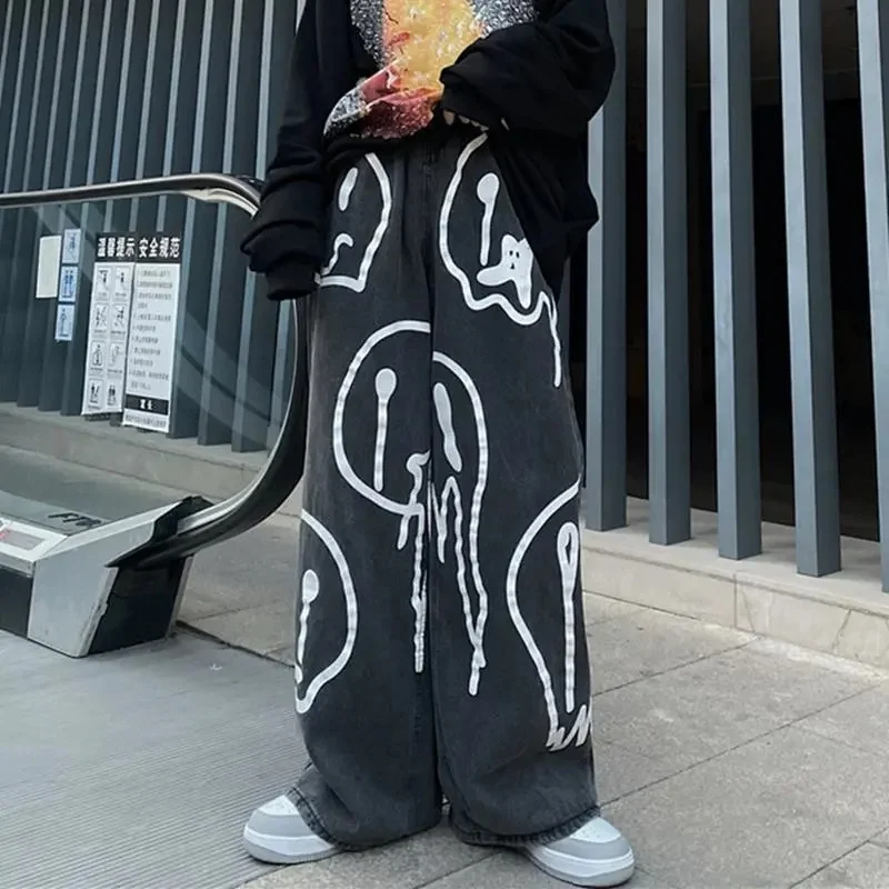 Брюки-карго мужские мешковатые черные прямые с принтом черепа в стиле хип-хоп 2021 |