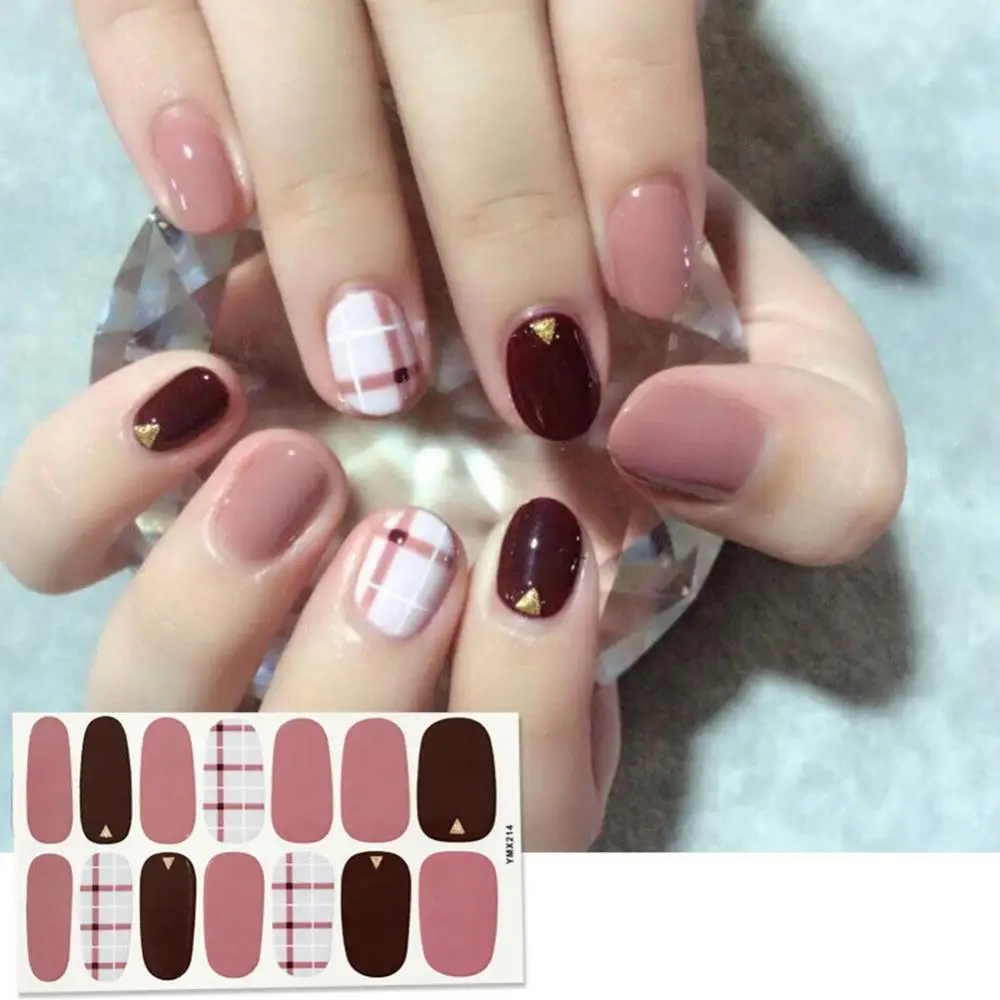 14Pcs/Sheet Waterproof Nail Sticker 3D Full Cover Wrap Manicure Adhesive Decor | Красота и здоровье