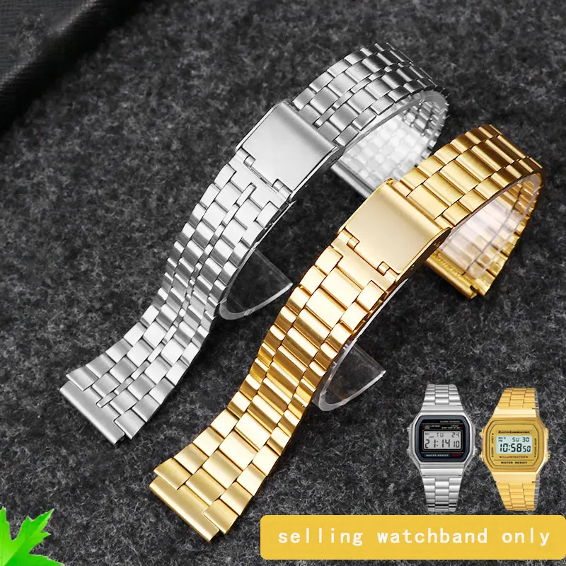 

Fine steel watchband for CASIO steel wristband a158 / a159 / A168 /a169 /b650 /aq230/ 700 small gold watch series 18mm Wristband