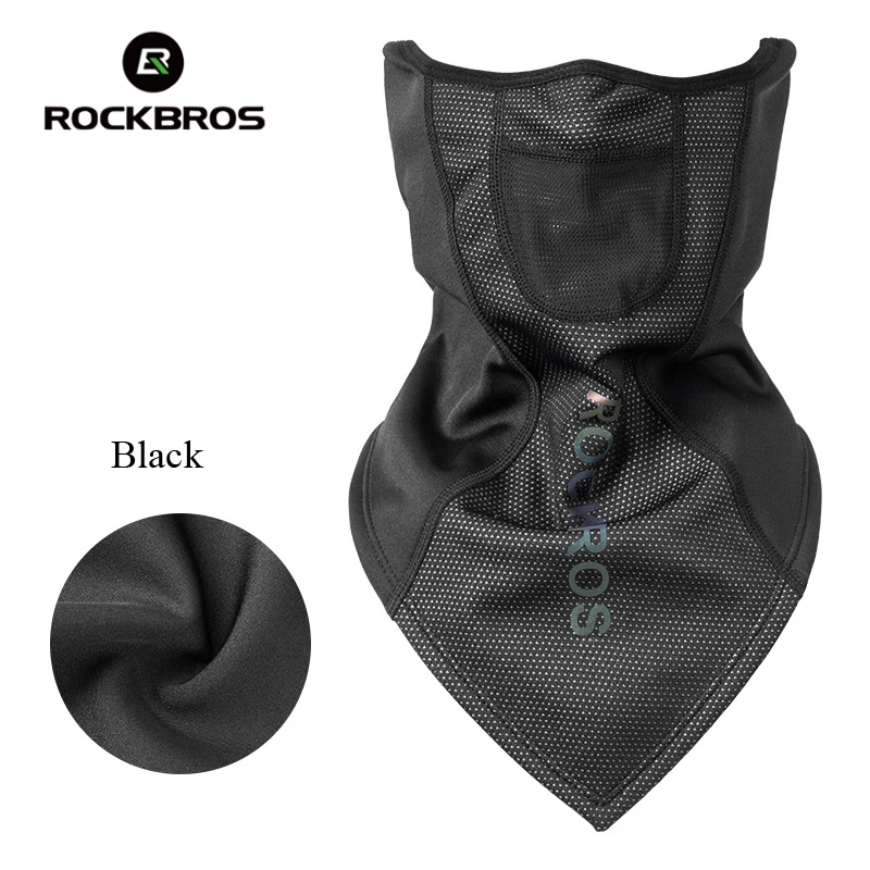 Rockbros Зимняя Маска для спорта на открытом воздухе Лыжная маска респиратор страйкбол маска Анти-пыль зимняя флисовая грелка велосипедная Половина маска - Цвет: Black