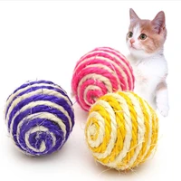 cat pet sisal rope weave ball chewing training rattle scratch catch kitten puppy balls toy random color pets supplies