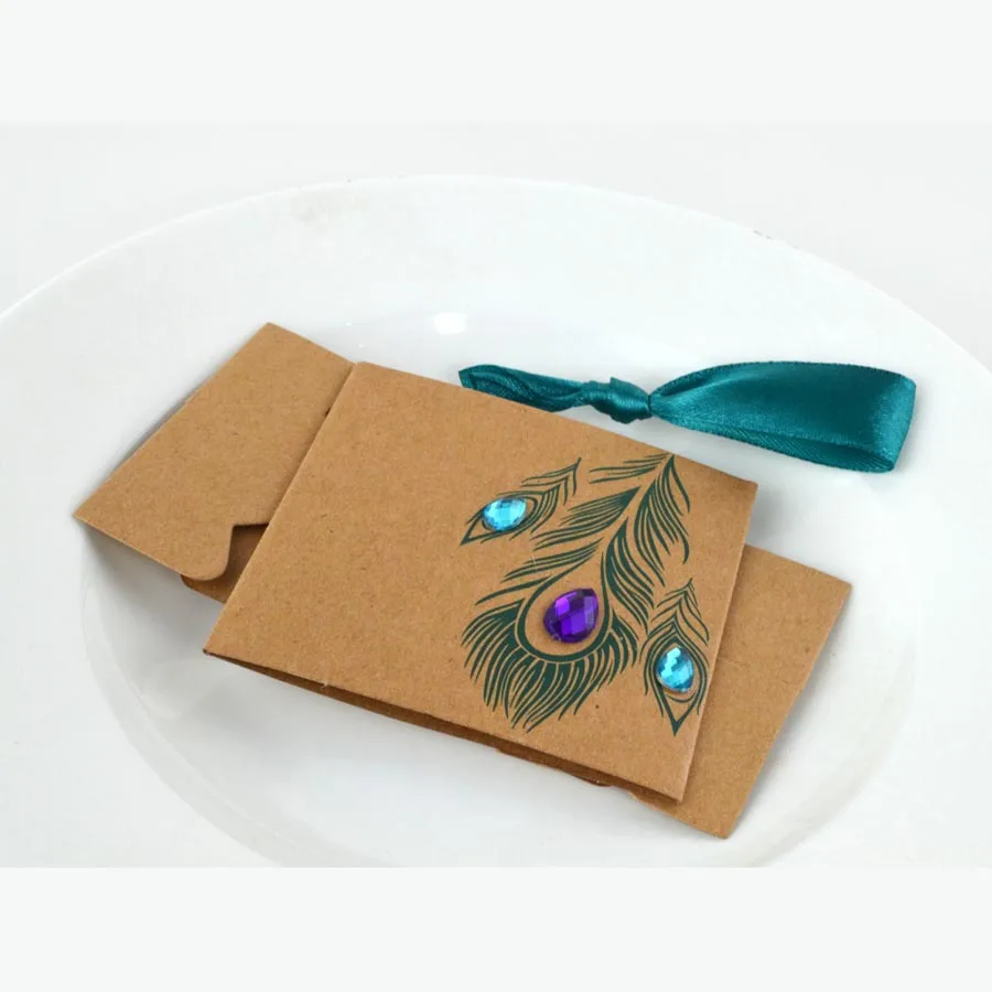 50pcs Kraft Paper Matchbox Favor Gift Box Feather Pattern Wedding Birthday Party Packing DIY Candy Chocolate | Дом и сад
