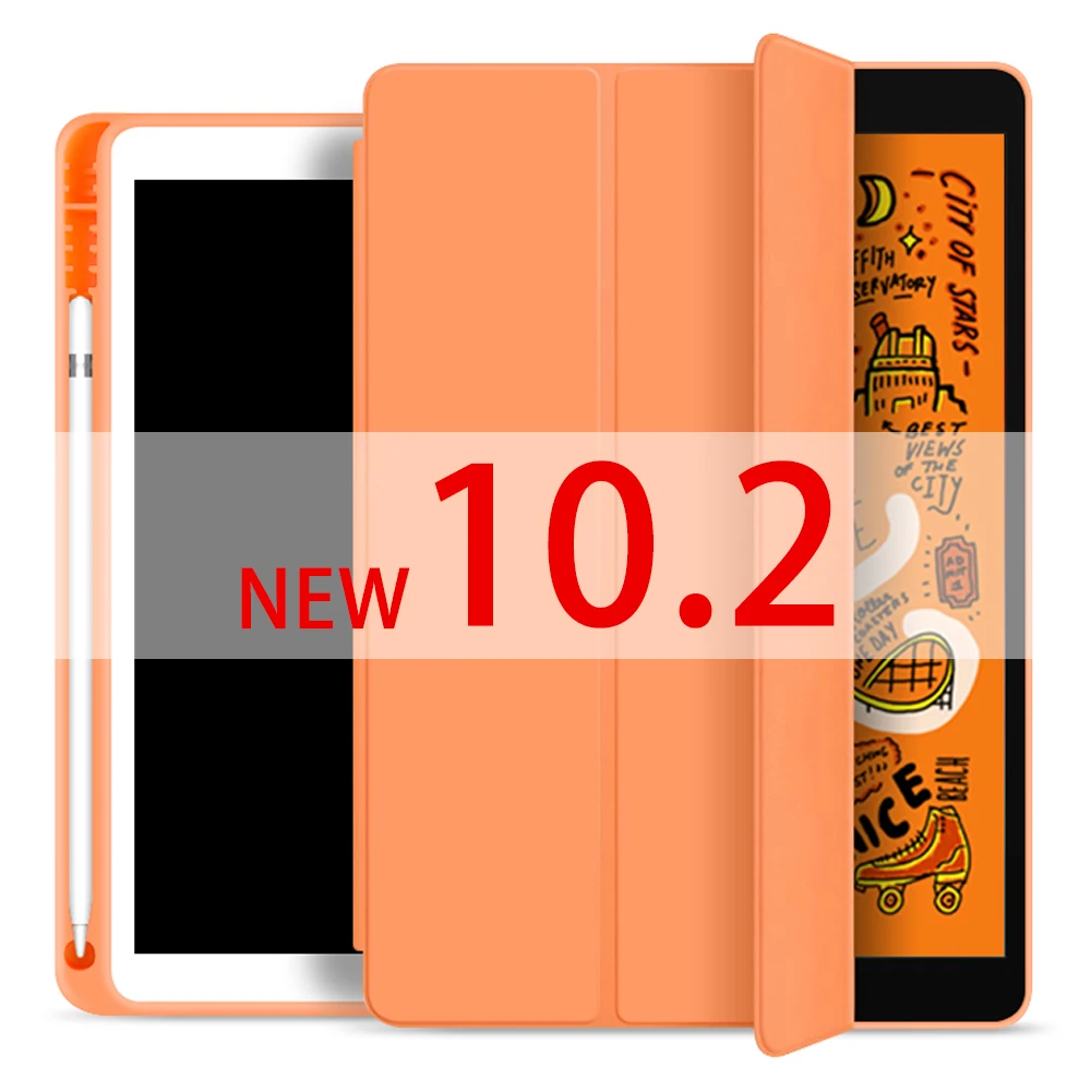 Для ipad чехол карандаш держатель Funda для ipad 6-го поколения для ipad Mini 5 ipad 10,2 / 9,7 чехол - Цвет: new Orange 10.2