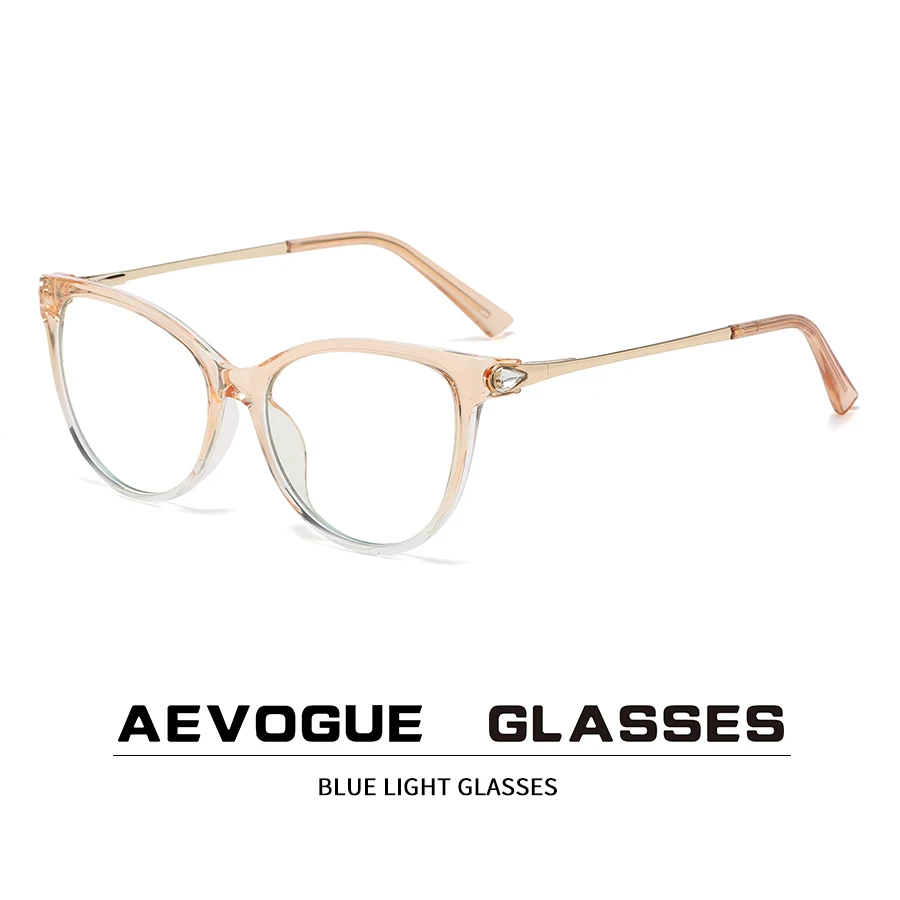 

AEVOGUE Anti-Blue Glasses Computer Mirror TR90 Frame Fashion Cat Eye Glasses AE1053
