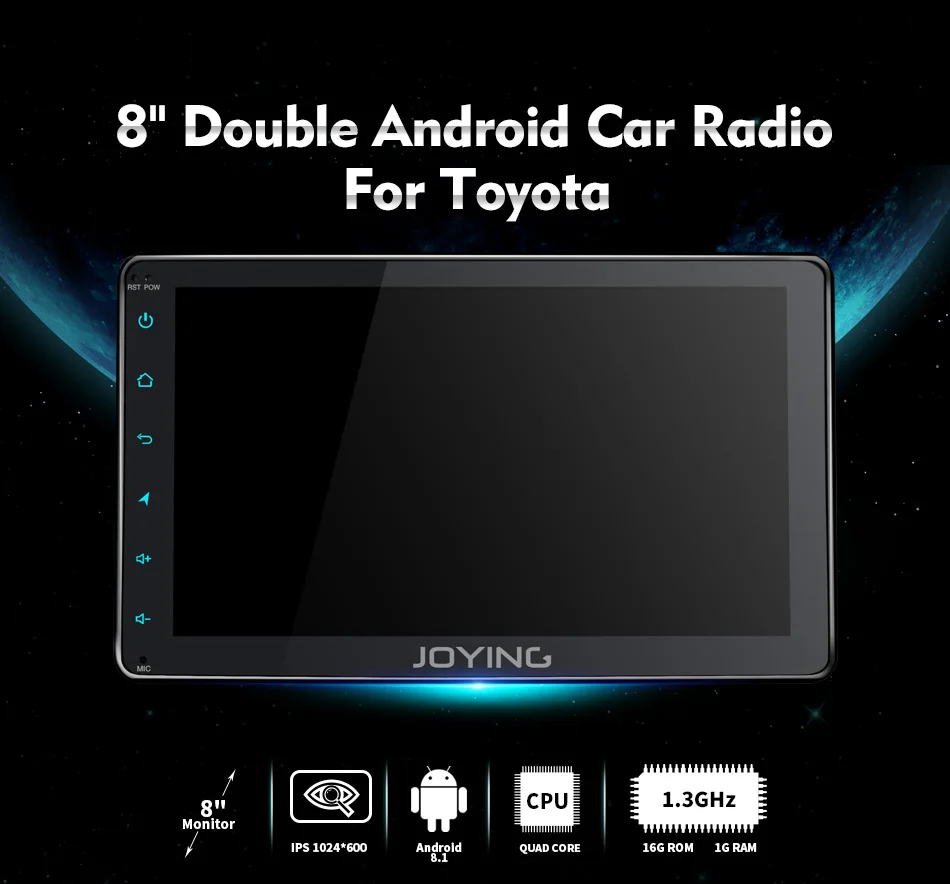 Joying Android 8,1 2 din автомобильный радиоприемник 8 дюймов HD сенсорный экран gps навигация wifi BT 1 Гб быстрая загрузка SWC для Toyota camry/RAV4/Corolla
