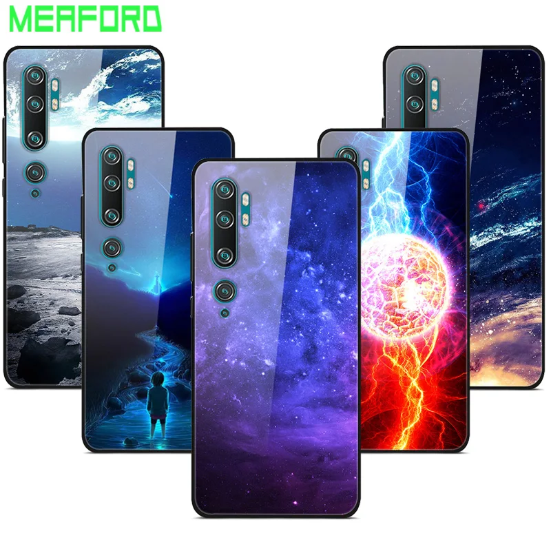 Чехол для Xiaomi Mi CC9 Pro закаленное стекло чехол с планетами космосом стеклянный