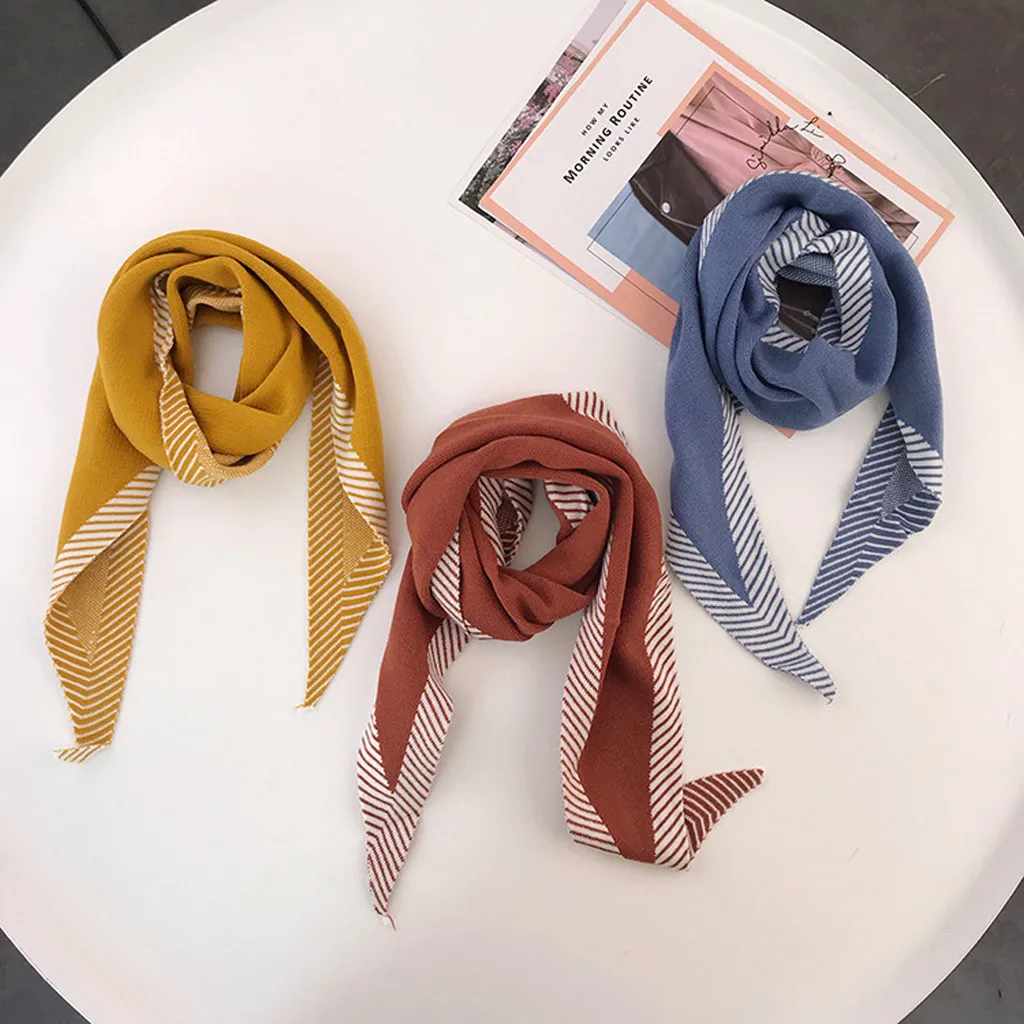 Женская модная Осенняя шаль-нагрудник Зимний вязаный шарф в полоску сохраняющий