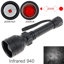 SecurityIng Infrared Flashlight  IR 940nm T50 Long Range  Zoomable  LED Range Radiation with Night Vision for Hunting Torch