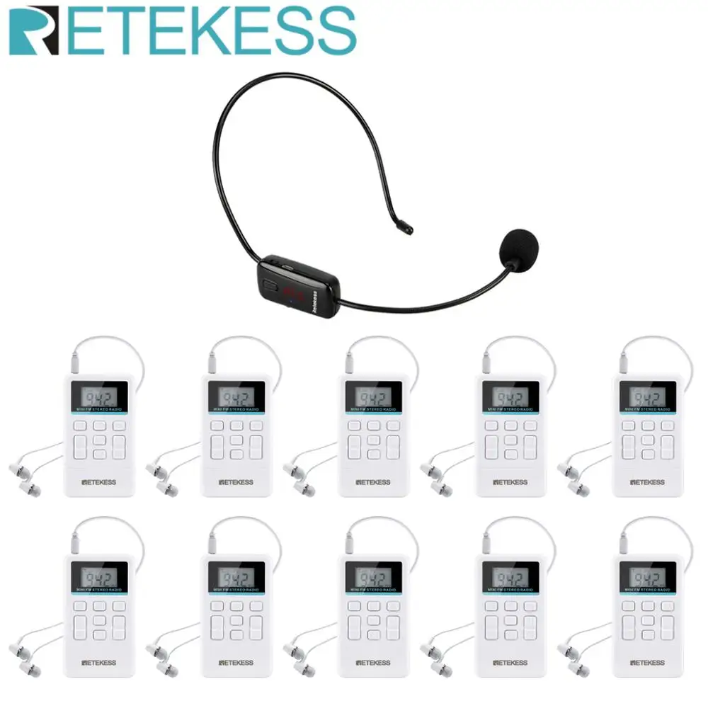 

RETEKESS TR503 Wireless Audio Mic+10Pcs TR612 FM Receiver Language Interpretation System For Church Meeting Museum Tour Guiding