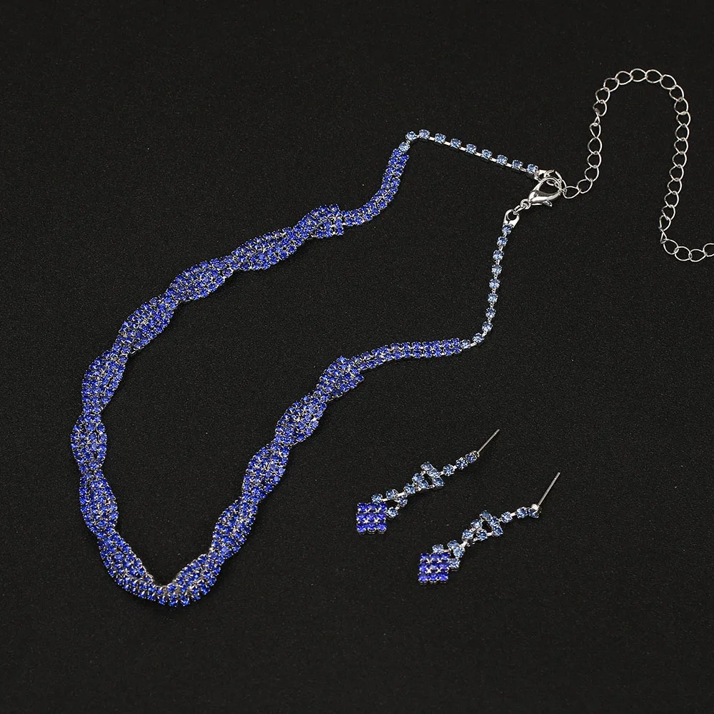 Новинка модные королевский синий кристалл извивающиеся Свадебные Ювелирные