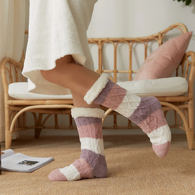 

Носки женские силиконовые Нескользящие, плотные теплые, плюшевые, Нескользящие, для пола, для спальни