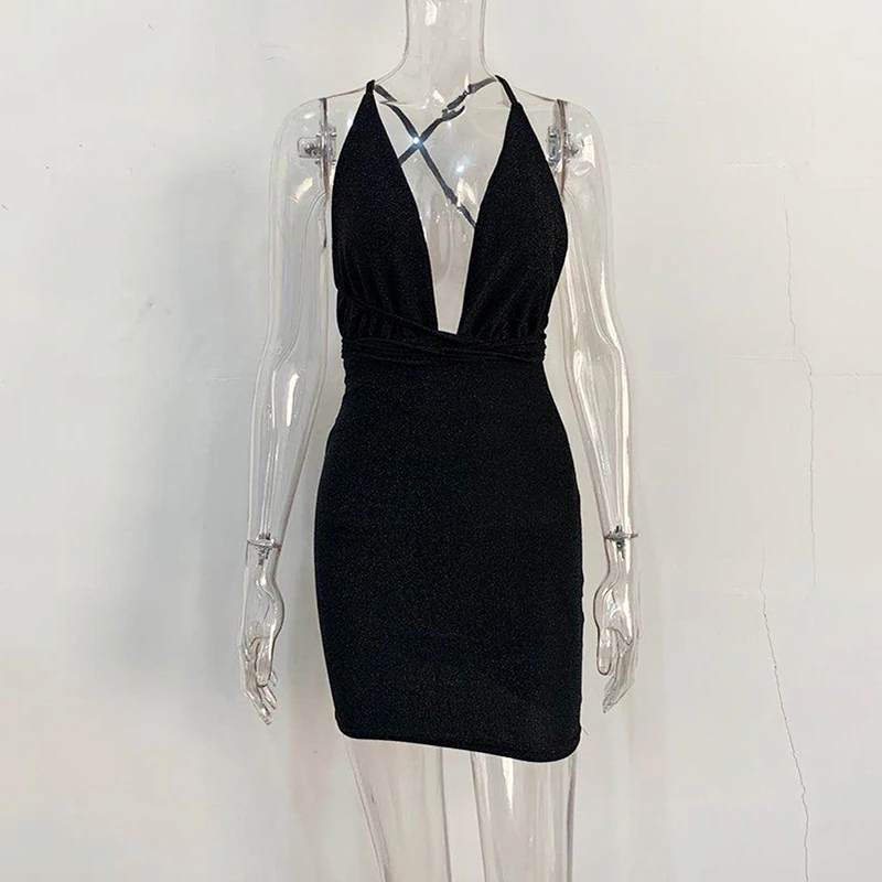 Блестящие однотонные сексуальные платья с открытой спиной женское летнее платье