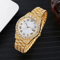 watches for men luxury fashion hiphop iced out watch women gold rhinestone quartz wristwatch relogio masculino gifts mens watch