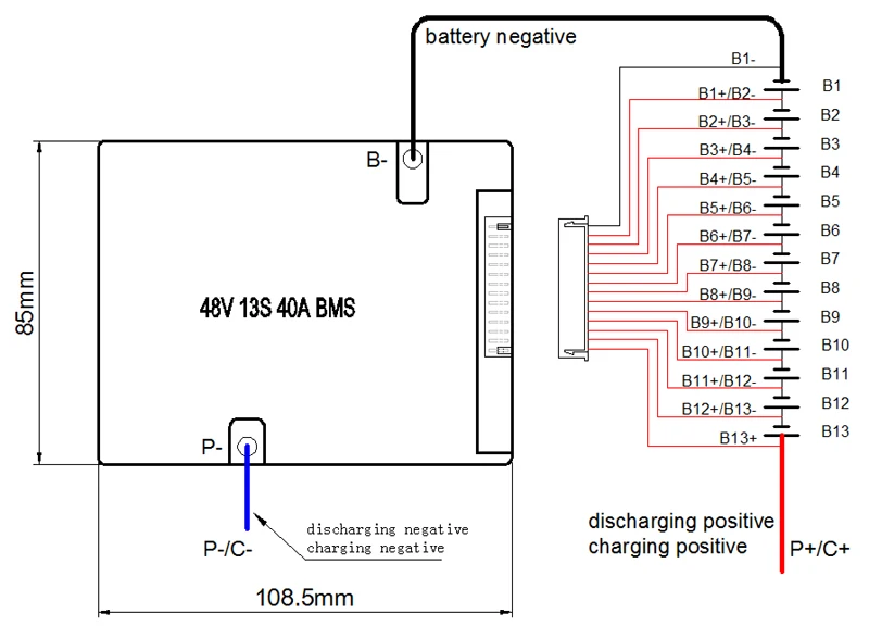 48V BMS 13S используется для 48v 10ah 20ah 30ah 40ah 50ah литий ионный аккумулятор 3 7 v cell 13s PCM / PCB с