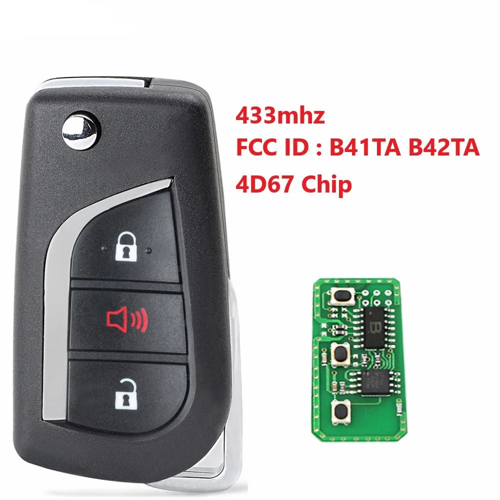 3 кнопки дистанционный ключ брелок от машины для Toyota Camry Corolla Hilux 4D67 433 92 МГц FCC ID : B41TA