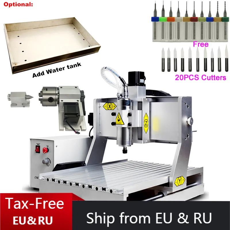 

800W 1.5KW USB Machinery 3020 CNC Lathe Water Tank Optional 3axis 4 Axis Wood Router Engraver Metal Milling Cutting Machine
