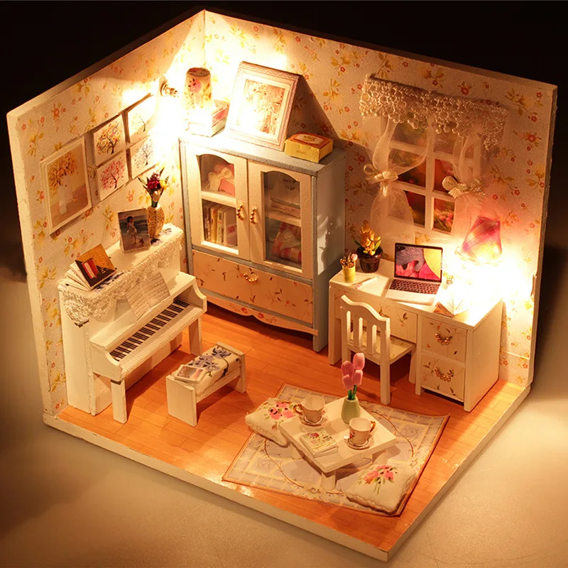 DIY деревянный Roombox с мебелью сборные наборы ручной работы миниатюрный кукольный