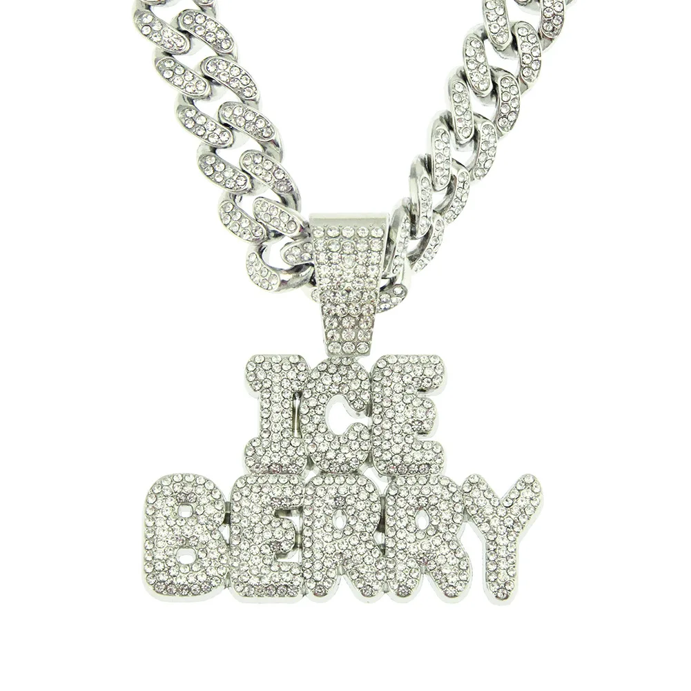 

European And American New Creative Hip-hop Dance Inlaid With Diamond Letter Pendant Net Red Necklace For Men Women