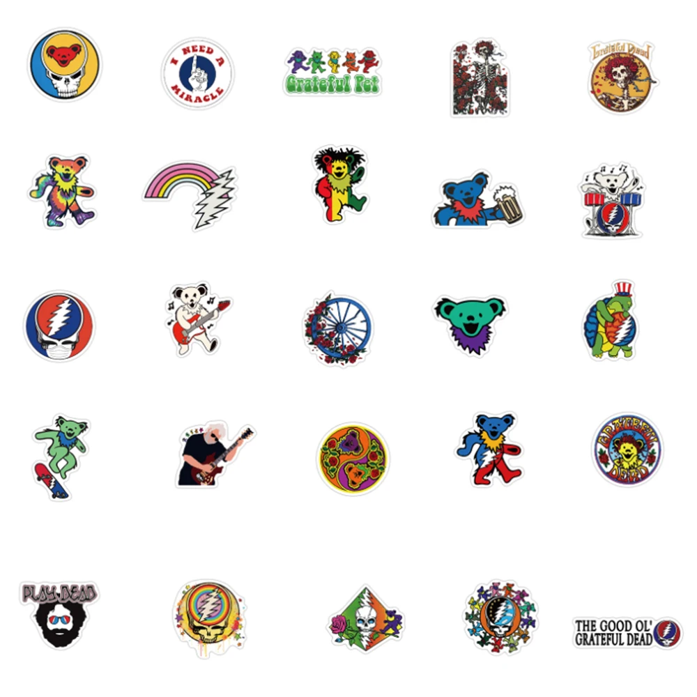 103050pcs grateful dead rock singers stickers for skateboard bicycle car laptop computer phone diy waterproof graffiti sticker free global shipping