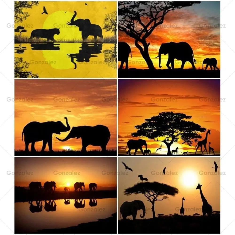 

5D Diy Diamond Painting Grassland Animals Embroidery Mosaic Elephant Cross Stitch Art Home Wall Decoration Handmade Gifts Crafts