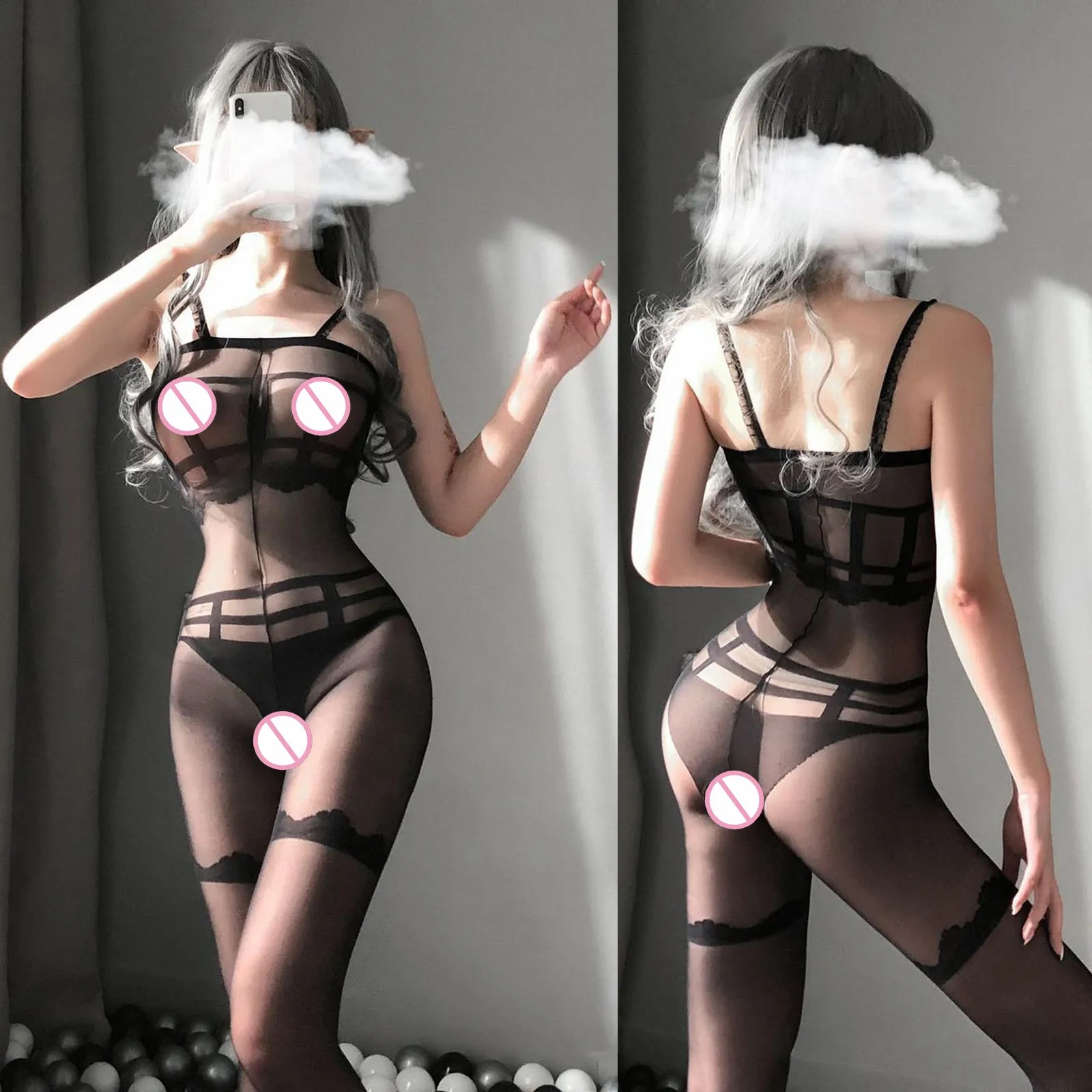 

Сексуальное нижнее белье, Женский эротический черный кружевной прозрачный комбинезон, женское горячее женское нижнее белье без рукавов с о...