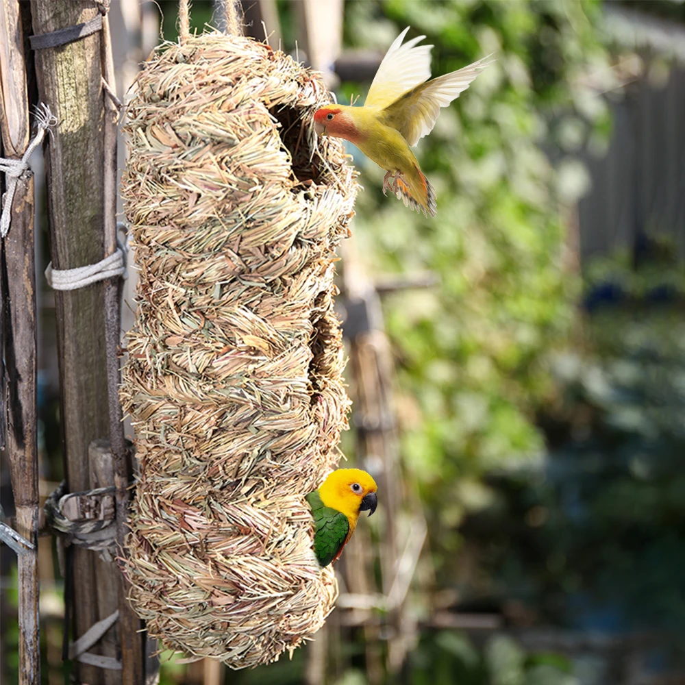 Hand-woven Birds Nest Natural Environmentally Cages Roosting Small Animals Hut Hanging House Decor Parrot | Дом и сад