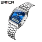 SANDA Лидирующий бренд, Роскошные Кварцевые женские часы, ремешок из нержавеющей стали, модные часы, светодиодные часы, мужские деловые наручные часы, Reloj hombre