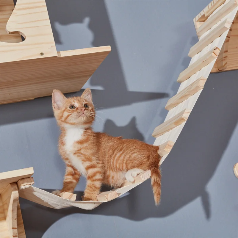 

Деревянная рама для кошек, Когтеточка для скалолазания, домик для котят, прыгающая платформа «сделай сам», игрушки для домашних животных, ме...