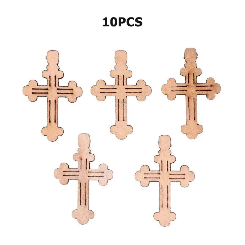 10 wooden 5/10/20 штук деревянный крест Иисуса Кристиан Религия Подвески DIY ремесло Скрапбукинг деревянный орнамент вечерние Декор - Цвет: 10 wooden