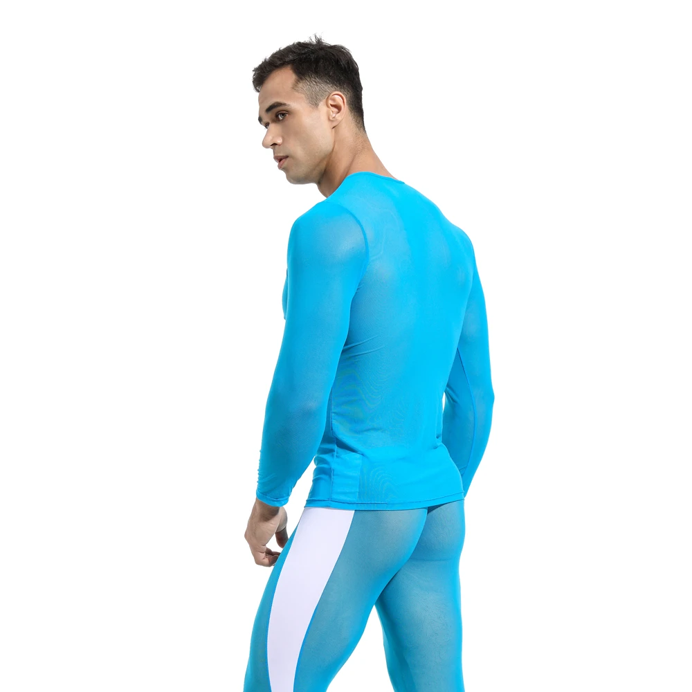 MENSSEXI 2021 Men Sportswear Long sleeve Shirt Men Gym Fitness T-shirt Male Running Sport  Bodybuilding Skinny Tee shirt Tops   