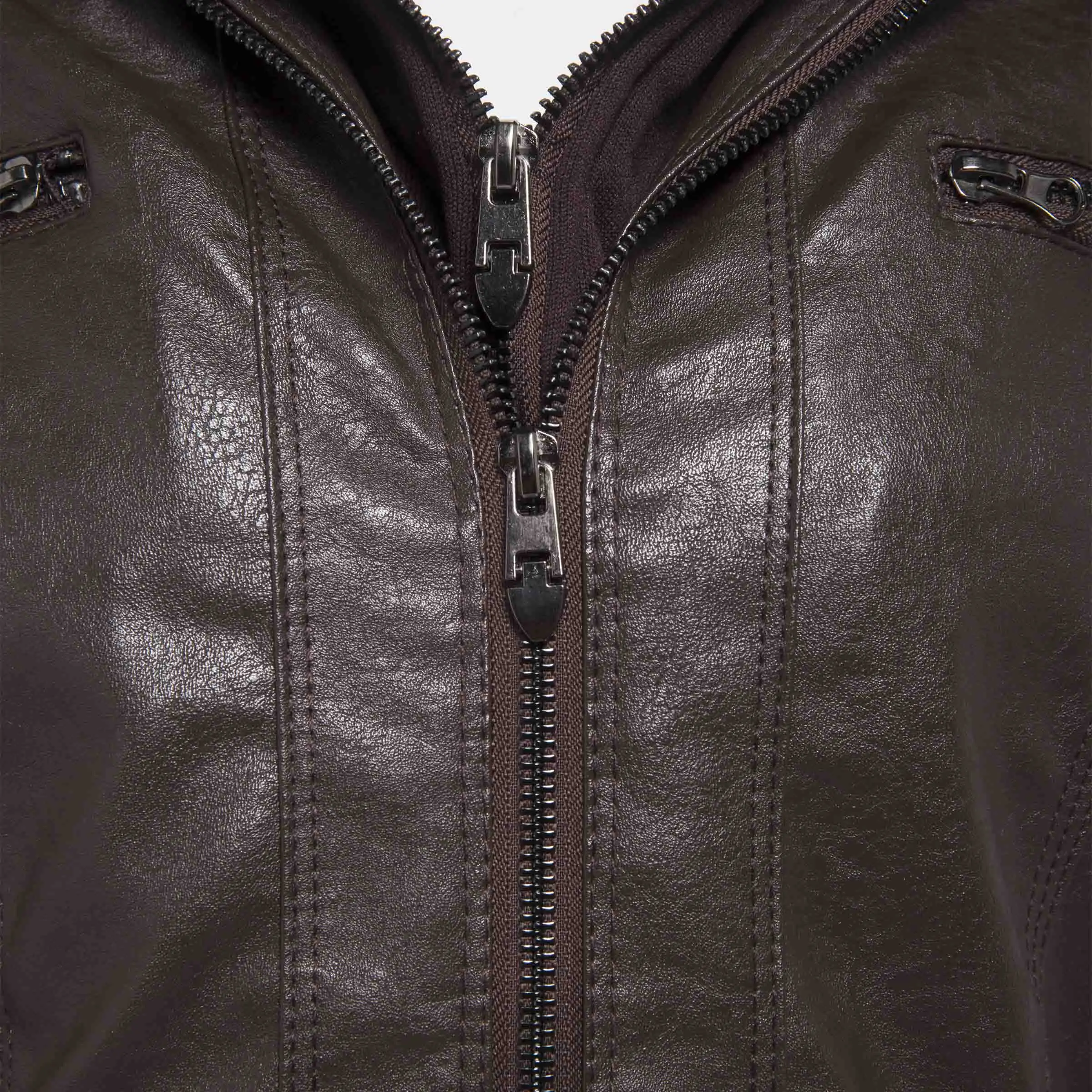 Куртка женская из искусственной кожи черная с капюшоном в готическом стиле на