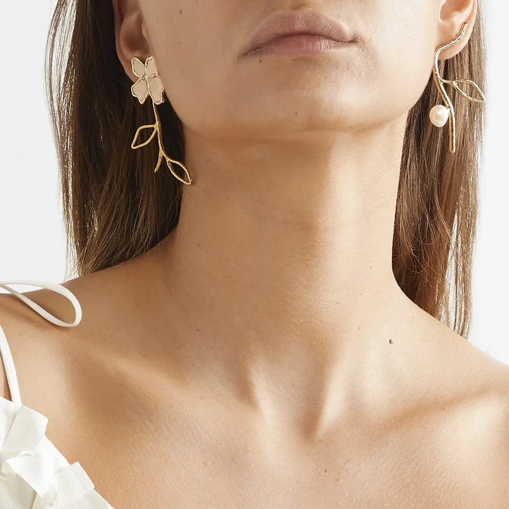 Изысканные большие золотые серьги-подвески из нержавеющей стали с большими