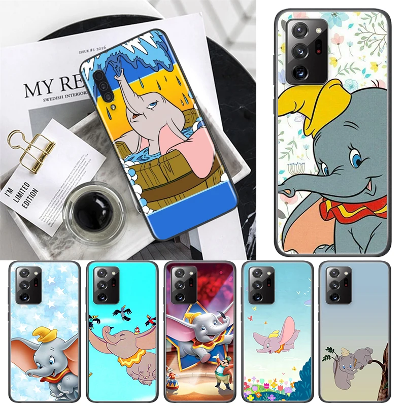 

For Samsung A72 A52 A42 A32 Lite A22 A13 A12 5G A03S A02S A02 Phone Case Disney Cartoon Animation Dumbo Black TPU Cover