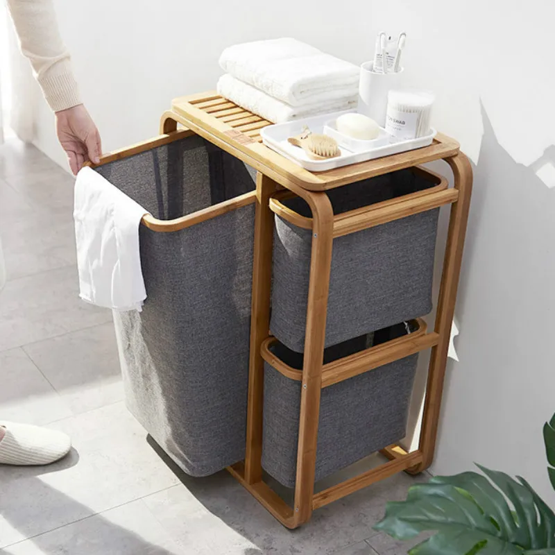 3 Gird корзина для белья из бамбука грязной одежды ванной комнаты хранения коробка