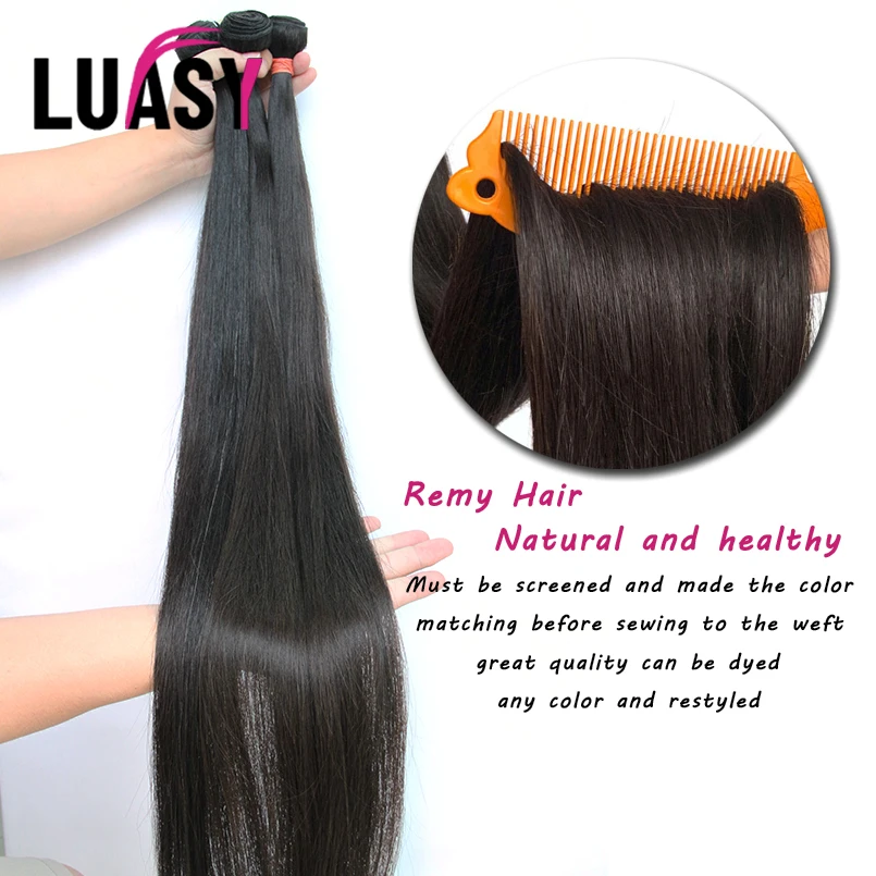 Luasy бразильские вплетаемые волосы пряди с закрытием прямые 100% Remy человеческие