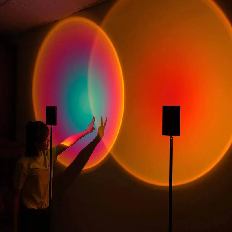 Витражный стеклянный напольный светильник RGB Радужный проекционный никогда не