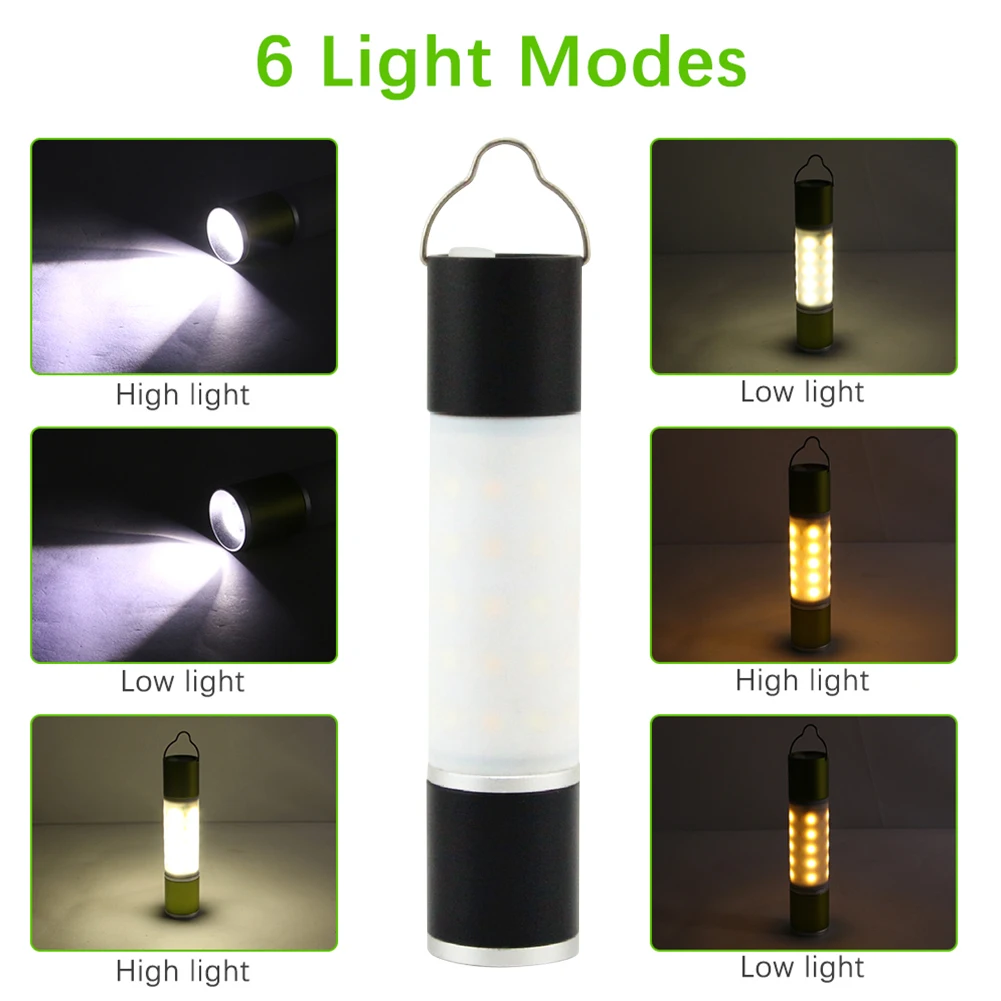 

USB Rechargeable Hanging Flashlight Zoomable Aluminum Alloy + ABS LED Torch Outdoor Camping Tent Lamp Waterproof Night Light New