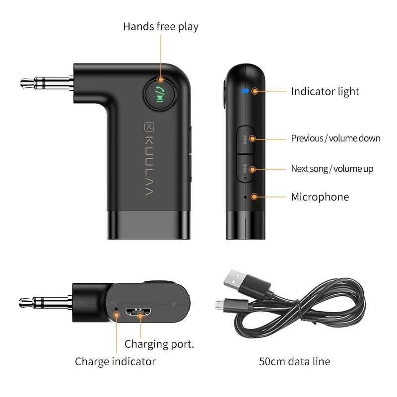 

Car Bluetooth 5.0 Hands-free Wireless Car Aux Bluetooth Audio Receiver