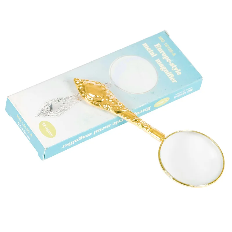 

European Delicate Pattern Handle Retro Glass Lens High-Grade Embossed Handle Reading Magnifying Glass