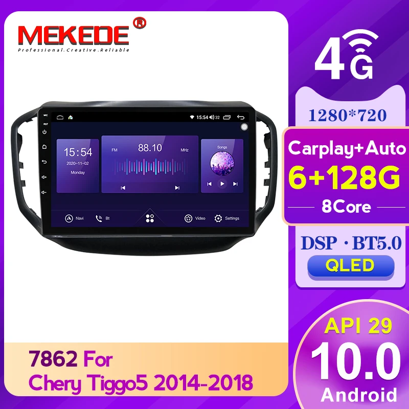 

MEKEDE QLED screen 6+128G Auto gps nagation car dvd multimedia player For Chery Tiggo 5 2014 - 2020 DSP carplay Voice Control