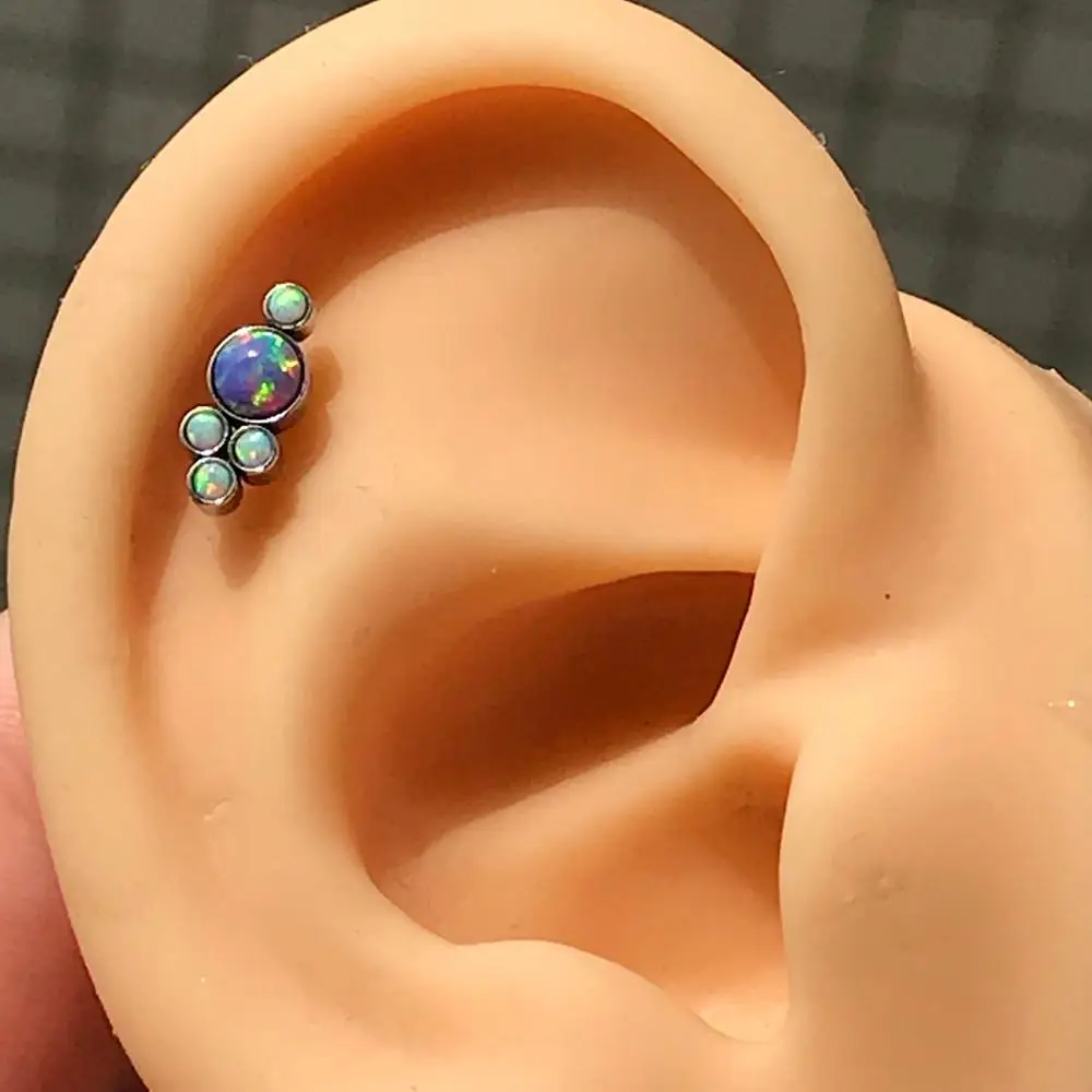 16G хирургическая сталь плоский огненный опал Хрящ уха Козелка завитка ушной
