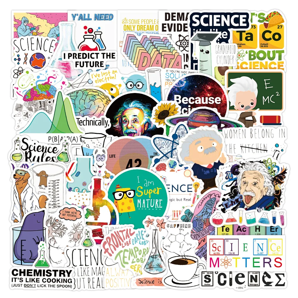 

10/50pcs Fashion Science Laboratory Chemical Math Symbol Style Mix Stickers for Fridge Phone Laptop Suitcase Skateboard Sticker