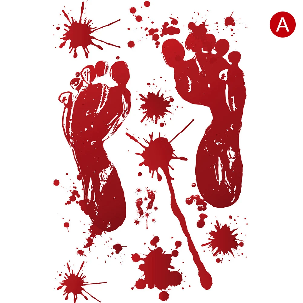 Halloween Sticker Horror Bloody Handprints Footprints Stickers Window Floor Party Decorations Supplies DAG-ship | Дом и сад