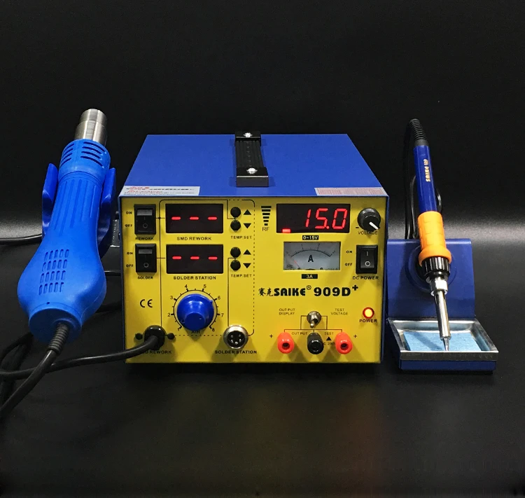 SAIKE 909D + 3 в 1 пистолет горячего воздуха фотостанция Регулируемый источник питания