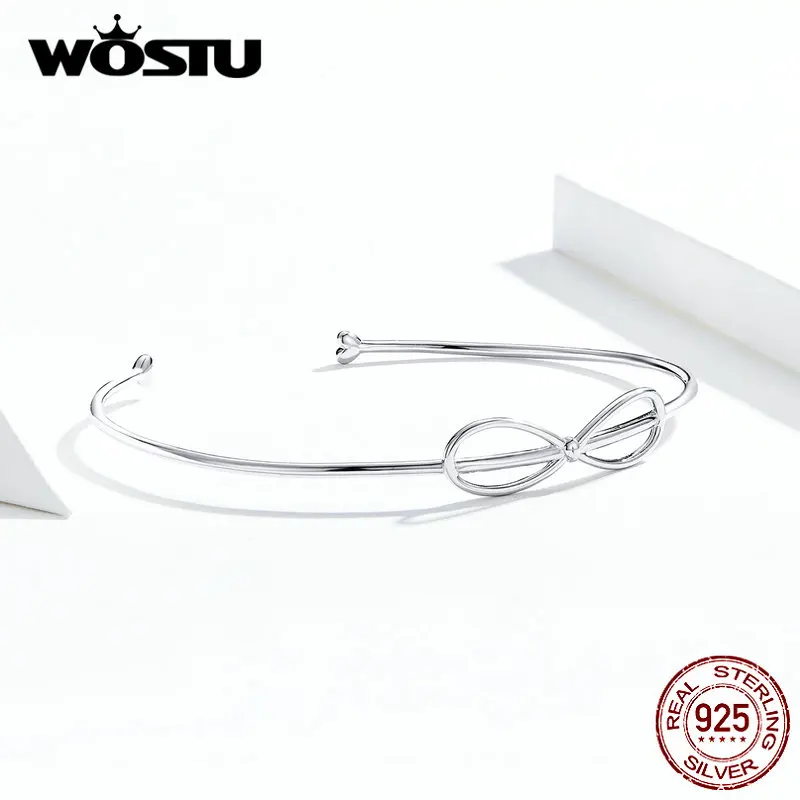 WOSTU 100% Настоящее серебро 925 пробы прекрасный браслет с бантом простой дизайн 2020